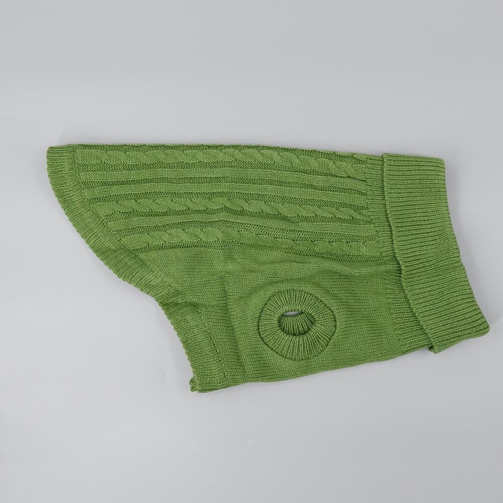 Pet‎ Dog Sweater XL Green Cable Knit Turtleneck Christmas Holiday Winter